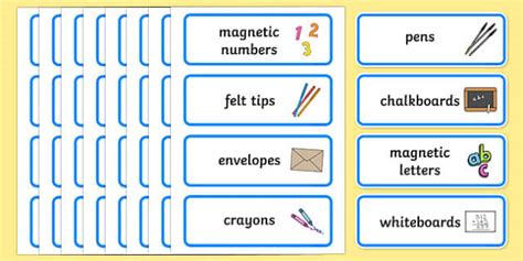 👉 Editable Writing Area Resource Labels Blue Border - class areas