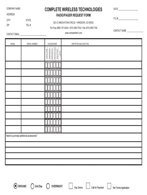 Fillable Online CWT - Repair Request form - Complete Wireless ...