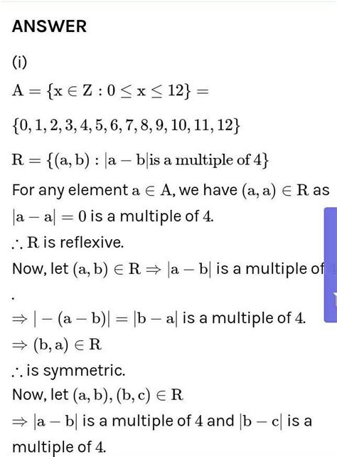 Show that each of the relation R in the set A = {x € Z:0=