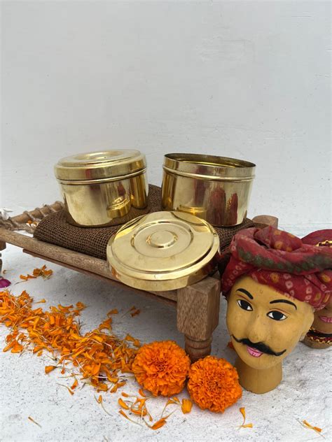 Brass Plain Dibbi / Small Dabba / Laddu Sweet Dabba / Katordaan / Box ...