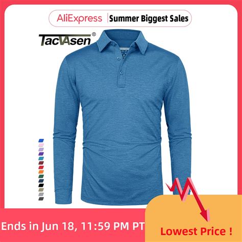 TACVASEN Quick Dry Long Sleeve Polos T shirts Mens Moisture Wicking ...