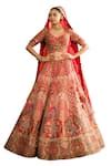Buy Red Silk, Organza Sequins, Gauhar Peacock Floral Embroidered Bridal ...