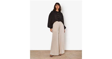 Apricot Stone Linen-Blend Wide Leg Trousers | New Look