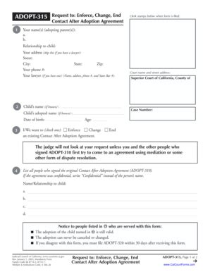Fillable Online Enforce, Change, End Contact After Adoption ...
