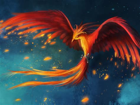 Download wallpaper flight, bird, figure, feathers, art, Phoenix ...