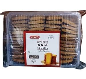 MUSKAN Premium Desi Ghee Aata Cookies Handmade Delicious Taste Crunchy ...