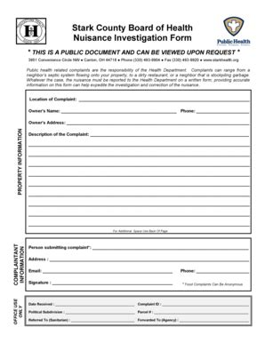 Fillable Online starkhealth Stark County Board of Health Nuisance ...
