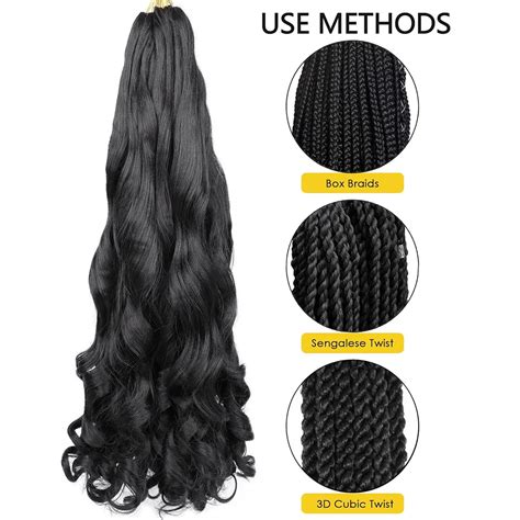 8 paquets de 24 pouces de cheveux tressés frisés français avec ...