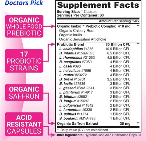 Doctors Pick Womens Probiotics Vaginal Probiotic & Mood 2 Month Supply - Supports Vaginal ...