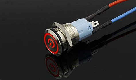 EARU 16 mm Push Button Metal 12 V, Power on Symbol Momentary Switch ...