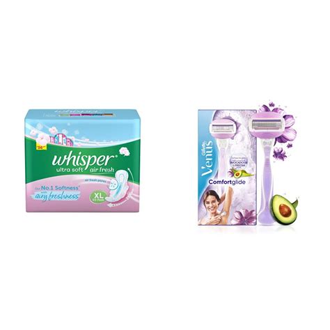 Buy Whisper Ultra Soft Sanitary Pads - 50 Pieces (XL) & Venus Breeze ...