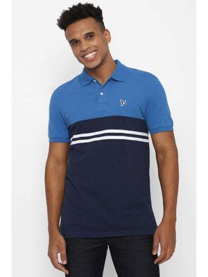 Buy American Eagle Men Blue Colorblock Pique Polo T-Shirt Online