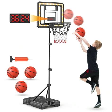 Kids Indoor Basketball Hoop With Scoreboard & Timer,Toddler Adjustable ...