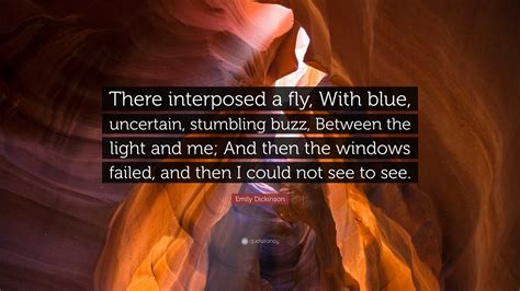 Emily Dickinson Quote: “There interposed a fly, With blue, uncertain ...