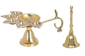 Buy Ekan Brass Handheld Garuda Bell Ghanti for Temple Arti Pooja with ...