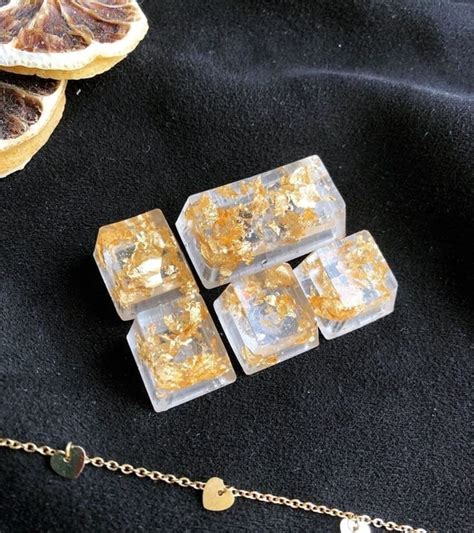 Buy Keycaps of Epoxy Keycaps Custom Keycaps Epoxy Resin Flakes Gold ...