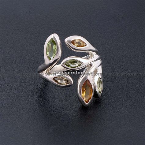Designer Silver Ring - Multi-Colour Semi Precious Stones – SilverStore.in