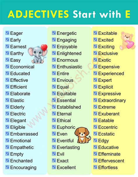 Adjectives that Start with E in English with Meanings and Examples ...