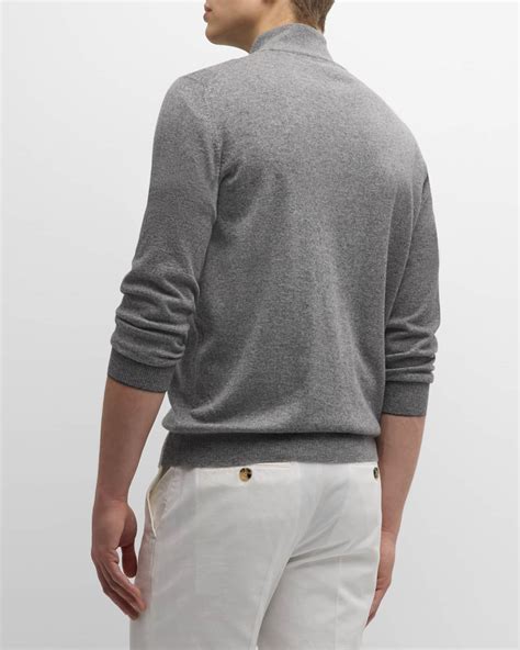Brunello Cucinelli Men's Cashmere Quarter-Zip Sweater | Neiman Marcus
