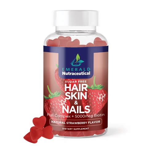 Sugar Free Hair, Skin, and Nails Gummies – Natural Strawberry Flavor ...