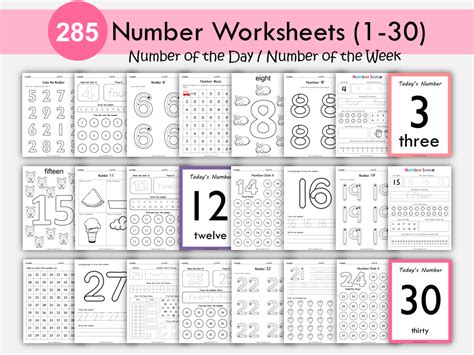 Number Worksheet for Montessori, Early Learners, Numbers 1 to 30 Print ...