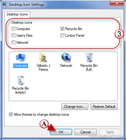 Add and Remove Default Desktop Icons in Windows 7