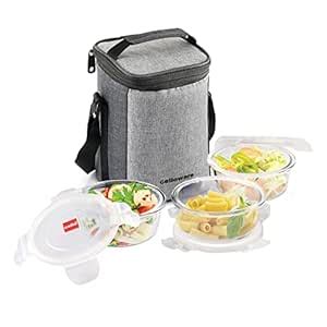 Buy CELLO Delighta Round Borosilicate Glass Lunch Box with Jacket ...