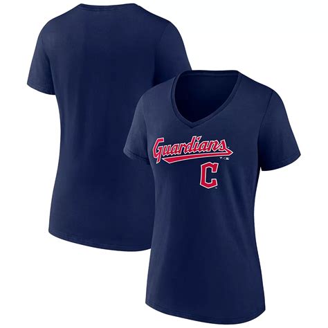 Women's Fanatics Branded Navy Cleveland Guardians Team Lockup V-Neck T ...