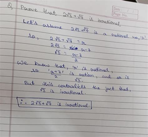 prove that 2√3+√7 is irrational - Brainly.in