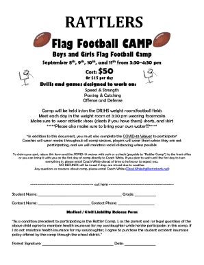 Fillable Online Flag Football Summer CampTrue North Sports Camps Fax ...