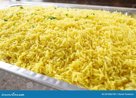 Catering Size Container of Mediterranean Yellow Rice Stock Photo ...