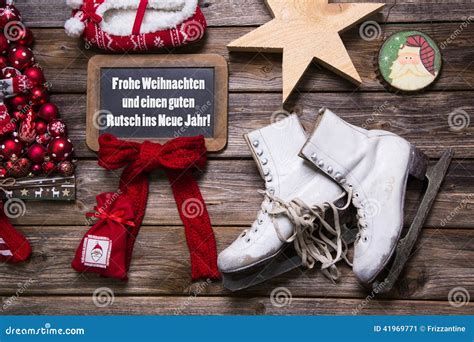 Merry Christmas and a Happy New Year in German Text - Classic De Stock Image - Image of ...