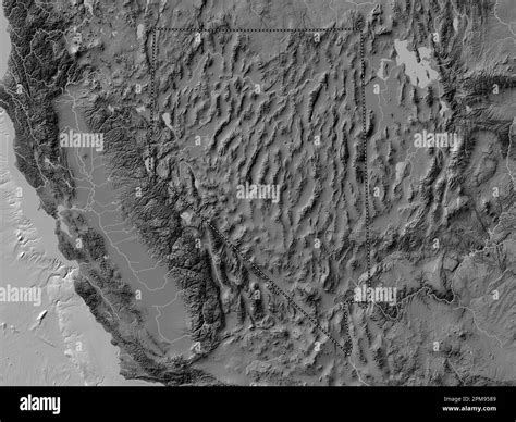 Nevada, state of United States of America. Bilevel elevation map with ...
