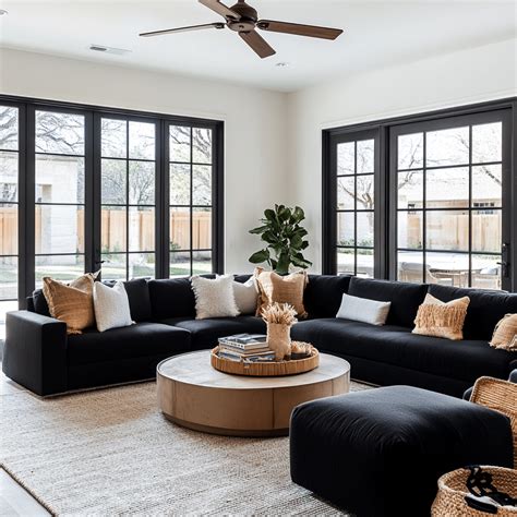Living Room Black Couch Interior Design