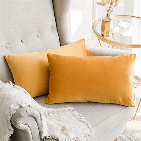 Buy Khooti Rectangular Velvet Cushion Cover, 12x18 | Gold | Pack of 1 ...