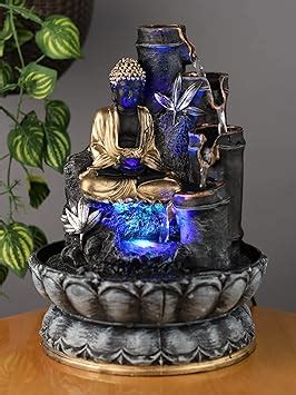 VIAVRS Black-Gold polyresin Buddha Water Fountain with led Light for ...