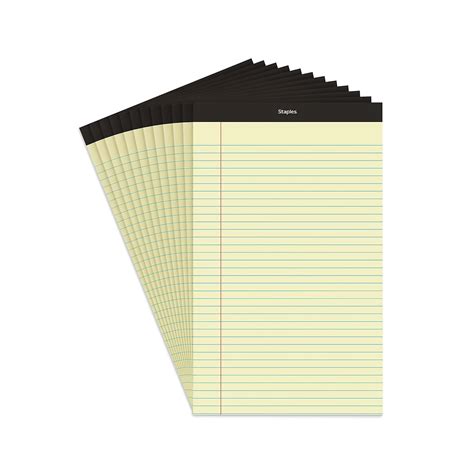 Staples Perforated Notepads, Wide Ruled, Canary, 8-1/2" x 14", 12/Pack ...