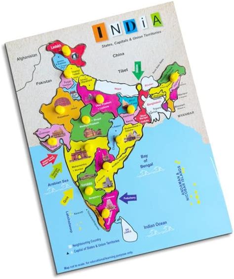 Buy Webby India Map Wooden Jigsaw Puzzle for 5 Years and Above Boys ...