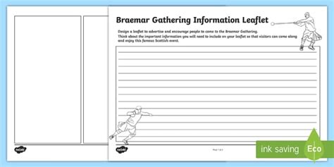 Braemar Gathering Design a Leaflet Worksheet / Worksheet