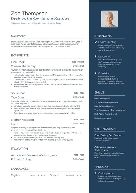 Image result for Cook Resume Examples