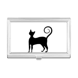 Black Cat Mewing Elegant Animal Outline Business Card Holder Case ...