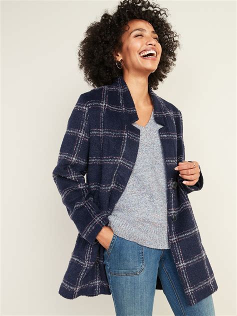 Relaxed Textured Plaid Button-Front Coat for Women | Old Navy | Fall ...