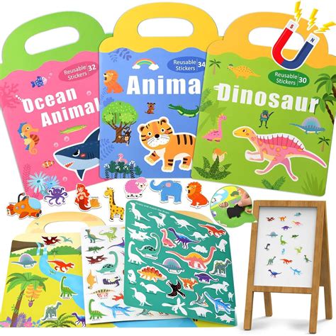 Sticker Book for Kids, 3 Pack Reusable Sticker Books for Toddlers ...