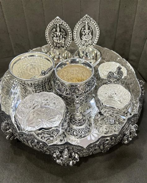 Kalyani , full Set impressive antique German silver pooja set -NET001G ...