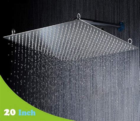 PESCA Ultra Slim Stainless Steel Square Shower Head 20x20 Inch, Steel ...