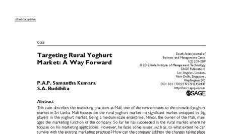 Case Study: Targeting the Rural Yoghurt Market (BBA 2012) - Studocu