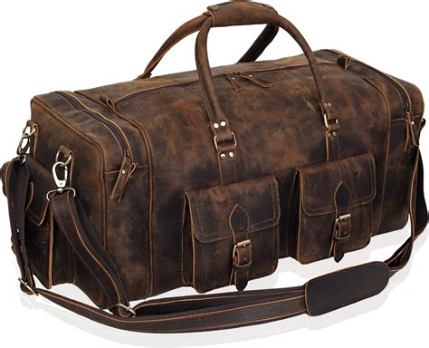 Amazon.com | Leather Rolling Travel Duffle Bag for Men Women 21 inch ...