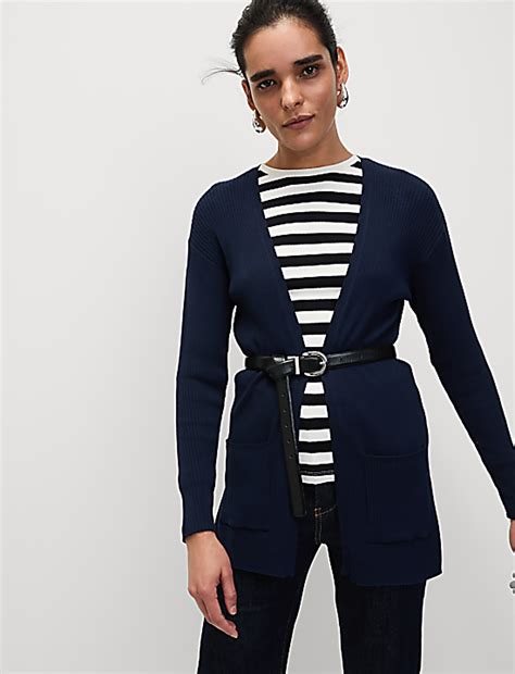Buy Ribbed Edge to Edge Longline Cardigan at Marks & Spencer