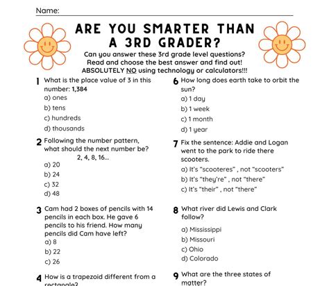 Are You Smarter Than a Third Grader? Game/quiz - Etsy