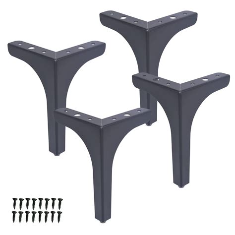 Buy 7"/17.5cm Metal Furniture Legs Feet Black 4 Pack for Sofa Cabinet ...